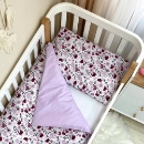 Set lenjerie de schimb pentru patut bebe 3 piese Mix flori mov (2)